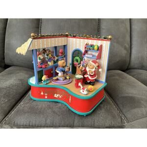 Vintage 1995 Lustre Fame Christmas Traditions Animated Musical Santa's Toy Shop